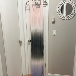 Young Fabulous & Broke YFB Ombré Dye Tank Maxi Dress sleeveless pink black S